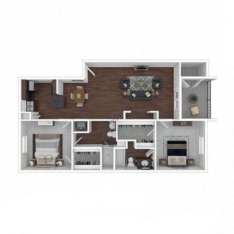 Floor plan for 2 beds, 2 baths, 976 sqft